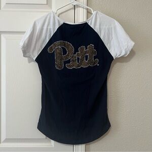 EUC Women’s Rhinestoned Pittsburg Panthers Navy, White & Gold Tee - Small